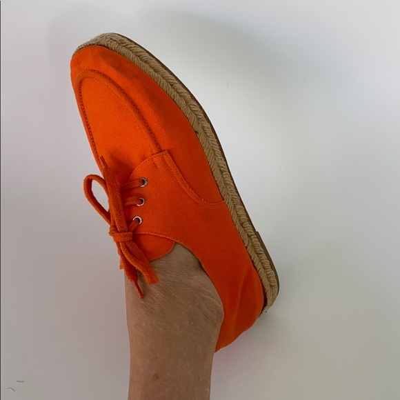 靴 Hermes Logo Orange Espadrilles Hermes Logo Orange Espadrilles